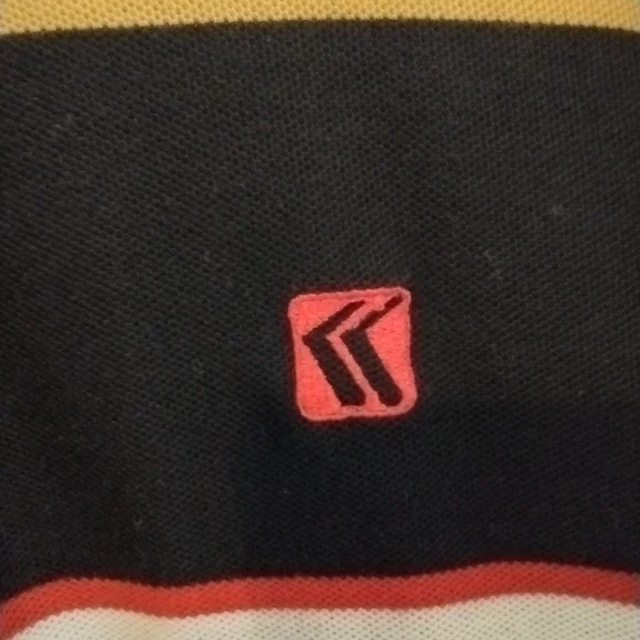 KARL KANI JEANS Polo Shirt Hip Hop Vintage White Black Gold Blue Red Striped 2XL - Picture 6 of 6